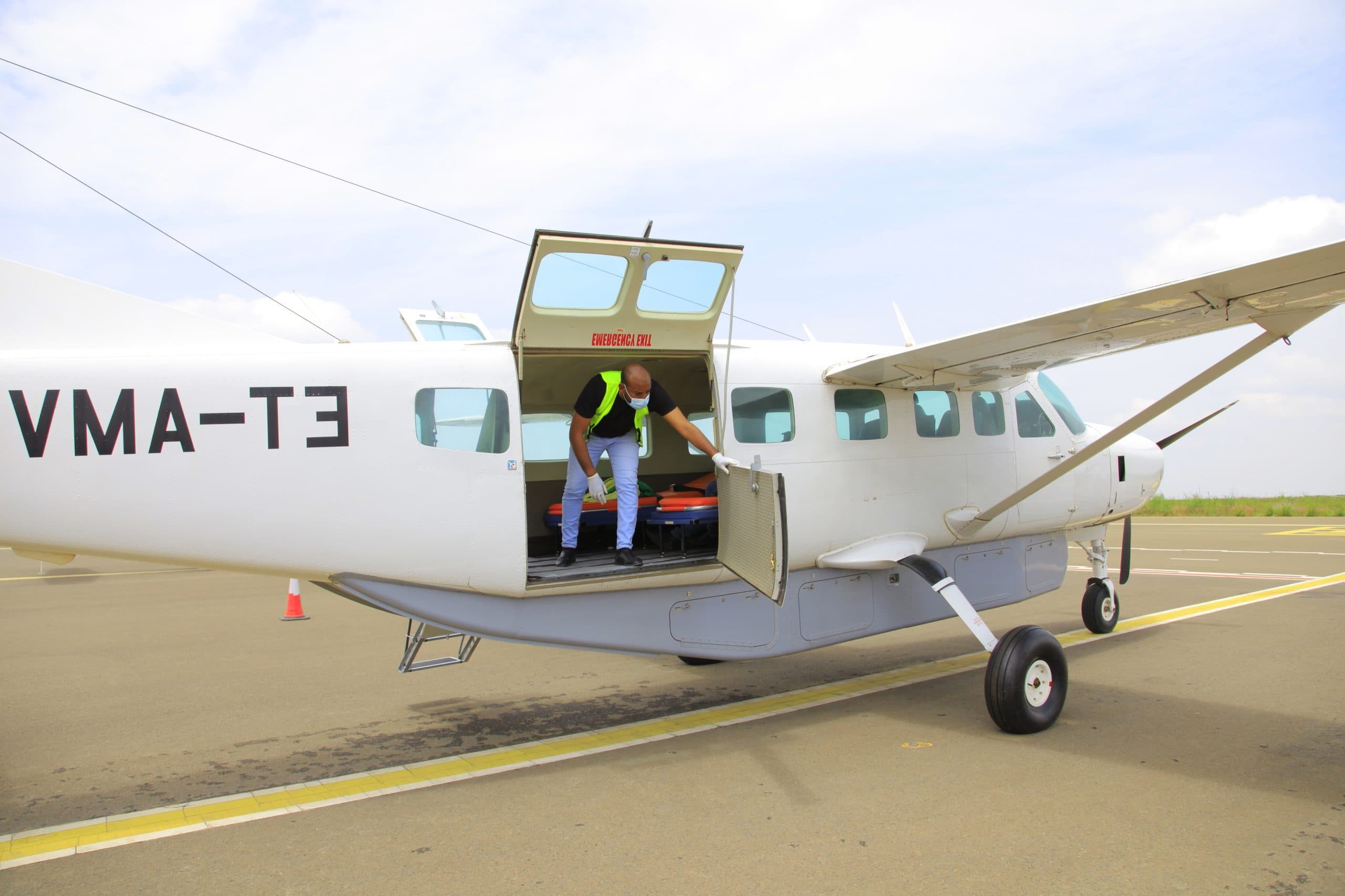 Air ambulance aircraft on tarmac